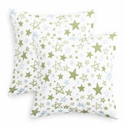 CaliTime Throw Pillow Covers Pack of 2 Cozy Fleece Stars 18x18in Sage Green