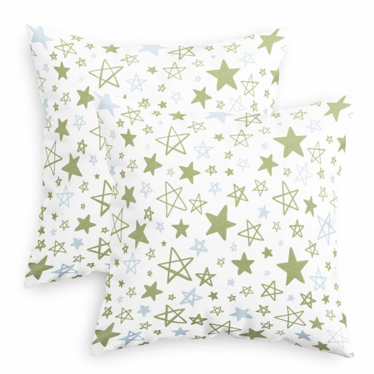 CaliTime Throw Pillow Covers Pack of 2 Cozy Fleece Stars 18x18in Sage Green