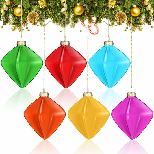 Vercraft Rainbow Glass Christmas Ball Ornaments 3.15in Multicolor 6pcs