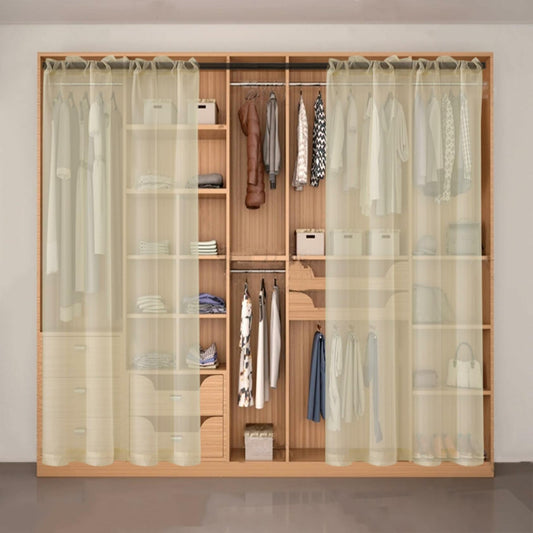 AZRMT Curtains 2 Panels 37x63in Light Filtering Sheer Rod Pocket Soft Beige