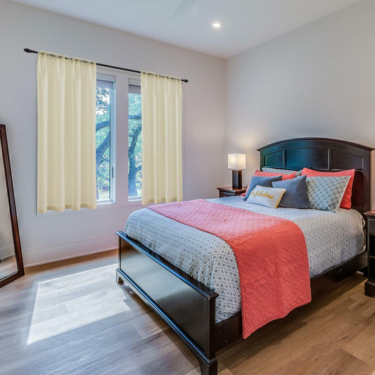 AZRMT Curtains 2 Panels 37x63in Light Filtering Sheer Rod Pocket Soft Beige