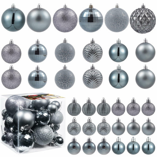 LANGXUN 36pcs Grey Christmas Tree Decorations Balls Shatterproof Ornaments