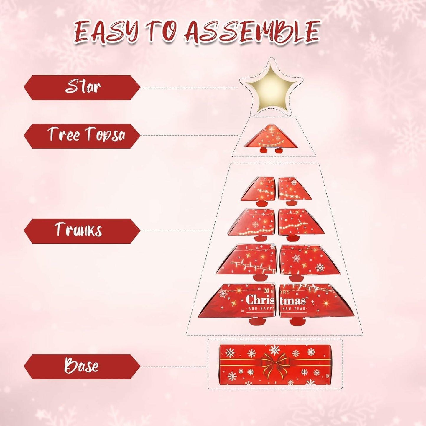 Decoration Boxes Tree Shape LED Light Gift Boxes 19.8x13.6x2.6in Set of 11