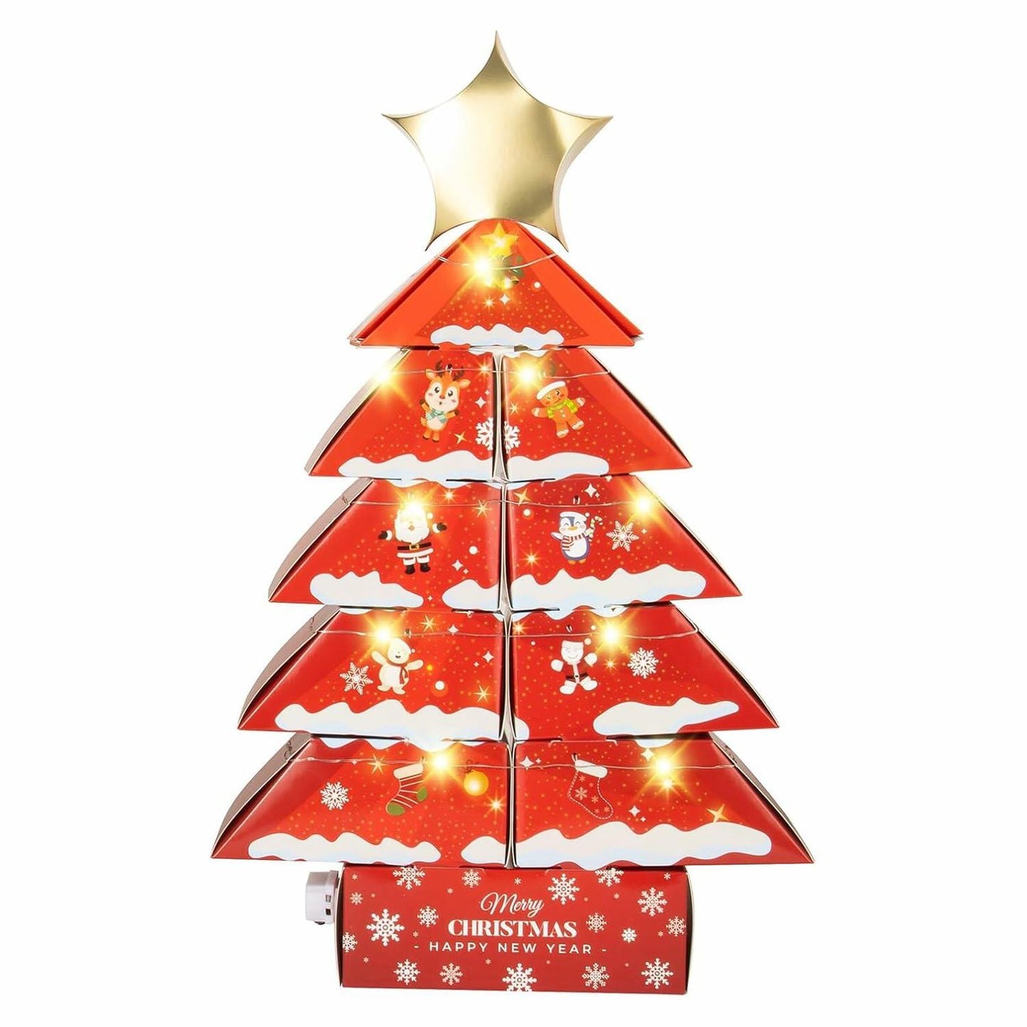 Decoration Boxes Tree Shape LED Light Gift Boxes 19.8x13.6x2.6in Set of 11
