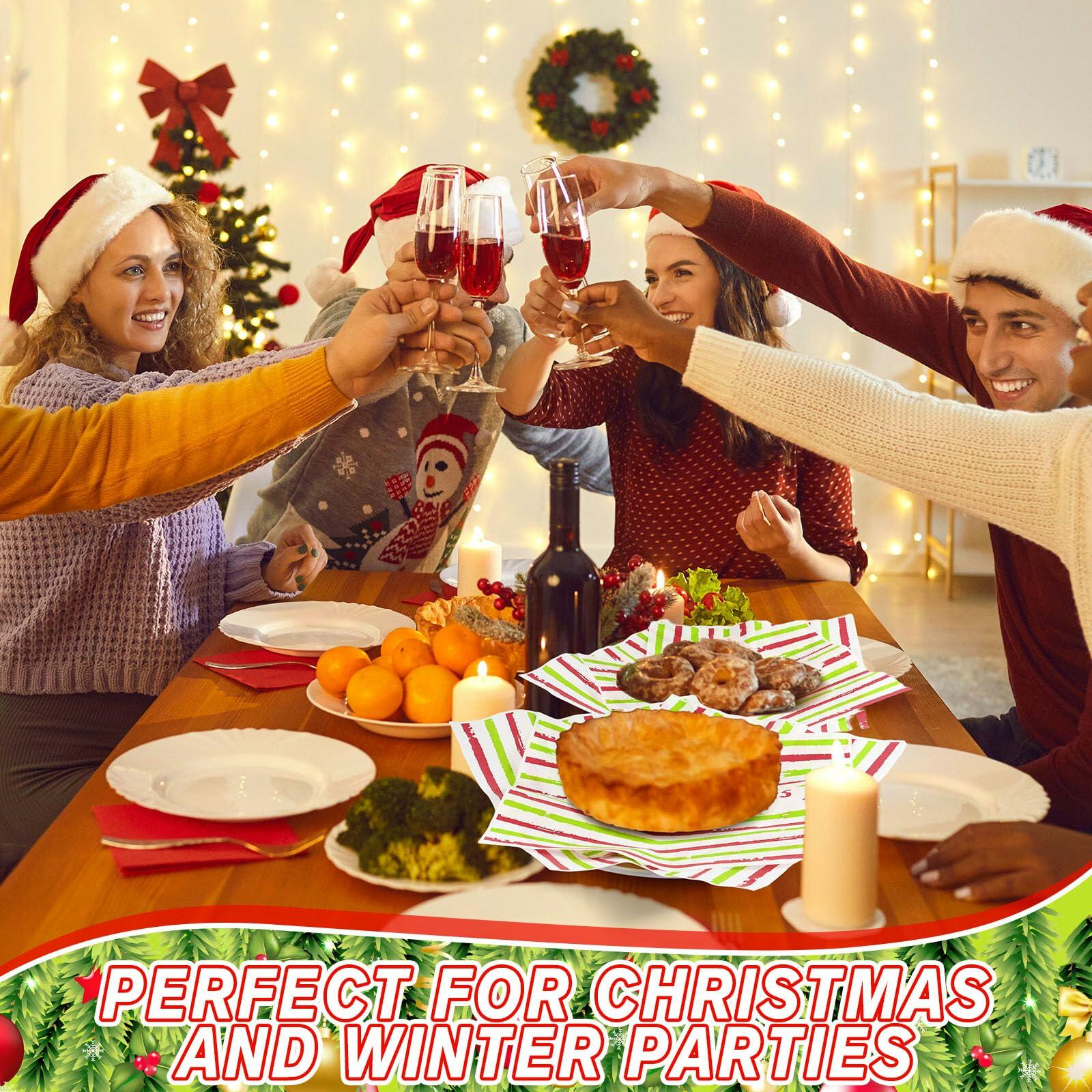 Tenceur 150 Pcs Christmas Wax Paper Sheets Red Green Striped Parchment