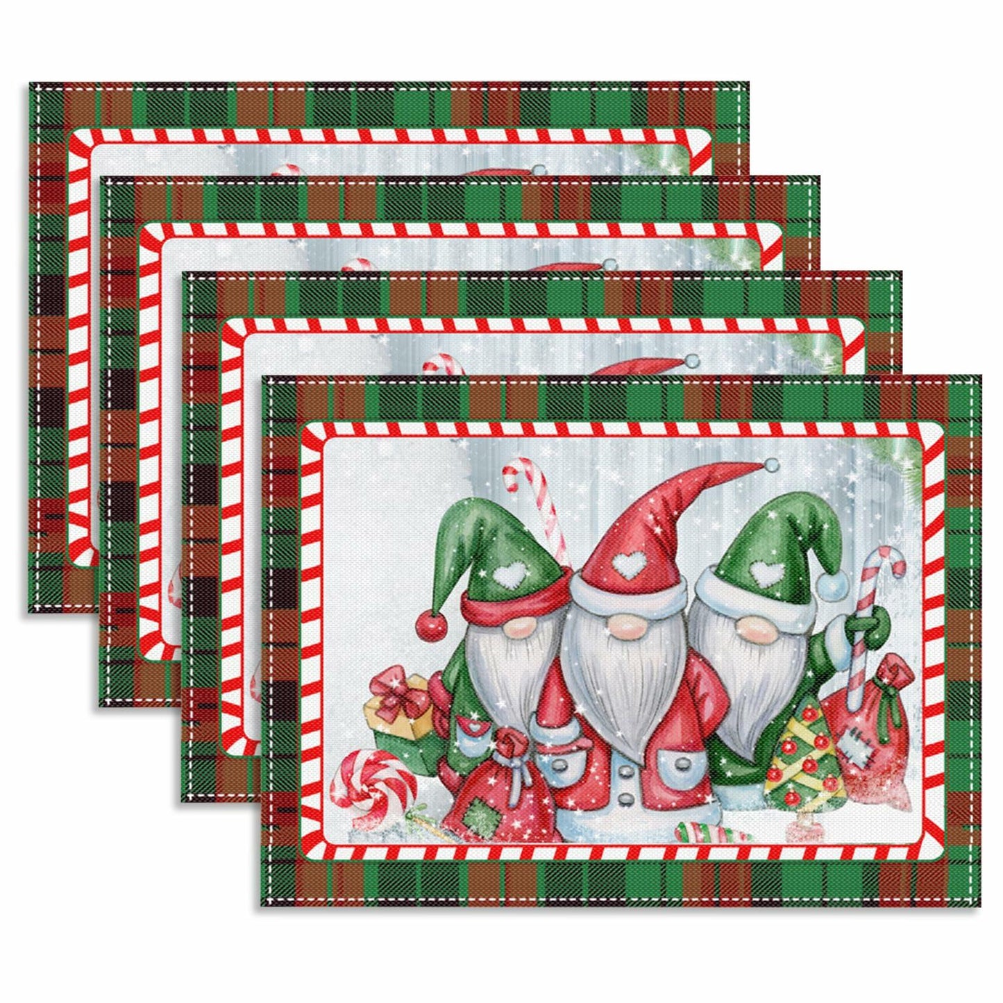 MAJOYLIFE Christmas Placemats Set of 4 16.5x12.5 Rectangle Santa Claus