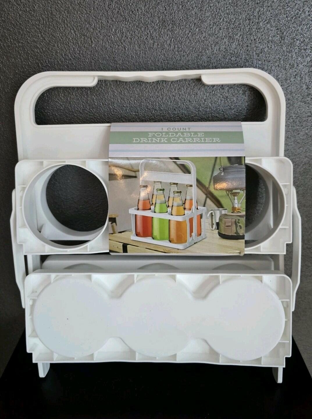 Unbranded Foldable Drink Carrier Plastic 6 Cup Holder 3in Diameter