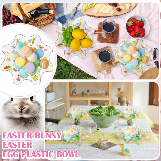 [Like_new] Tioncy 4 Pcs Easter Bowls Egg Serving Plastic Candy Dish 8.3in Set