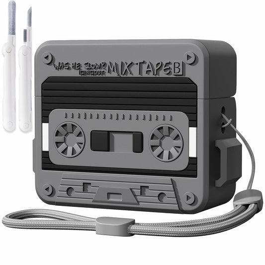 MOFREE AirPods 3 Case Cover Cassette Tape Design Soft Silicone Black