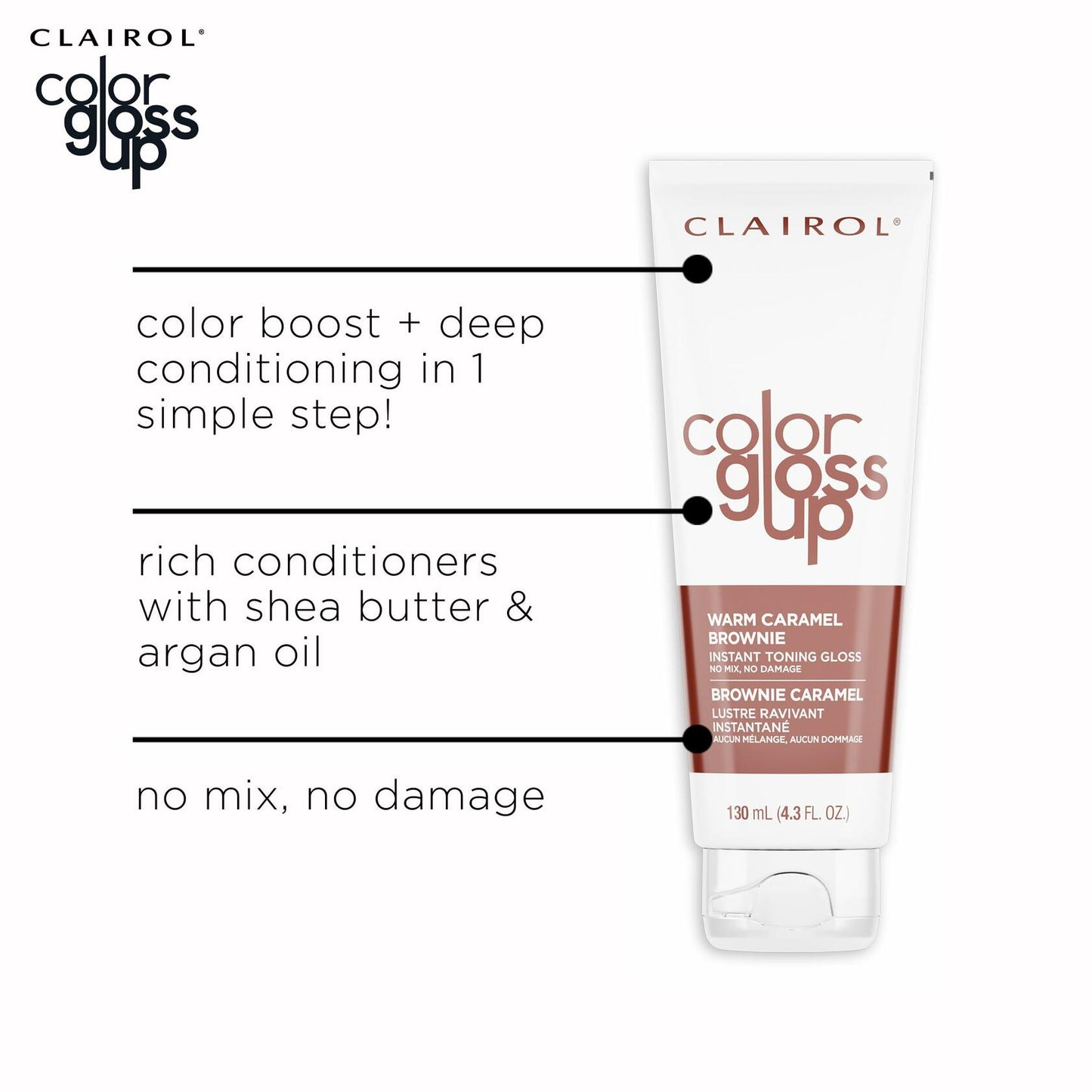 [Like New] Clairol Color Gloss Up Temporary Hair Dye Warm Caramel Brownie 1 Pack