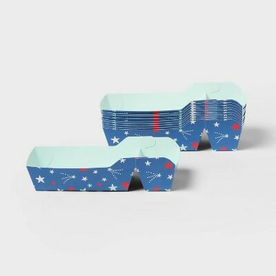 Sun Squad 10ct Divided Snack Tray Square Blue Red White Stars