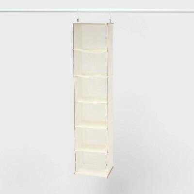 [Like_new] Brightroom 6 Shelf Hanging Closet Organizer Tan Fabric Storage