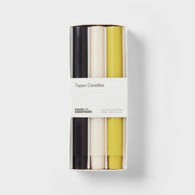 Room Essentials 6pk Taper Candle Set Black White Yellow Wax Holiday Decor