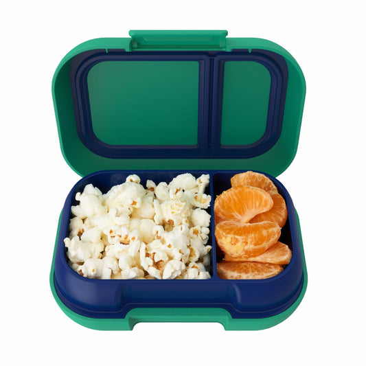Bentgo Kids Snack 2-Compartment Leak-Proof Bento Box Green Navy