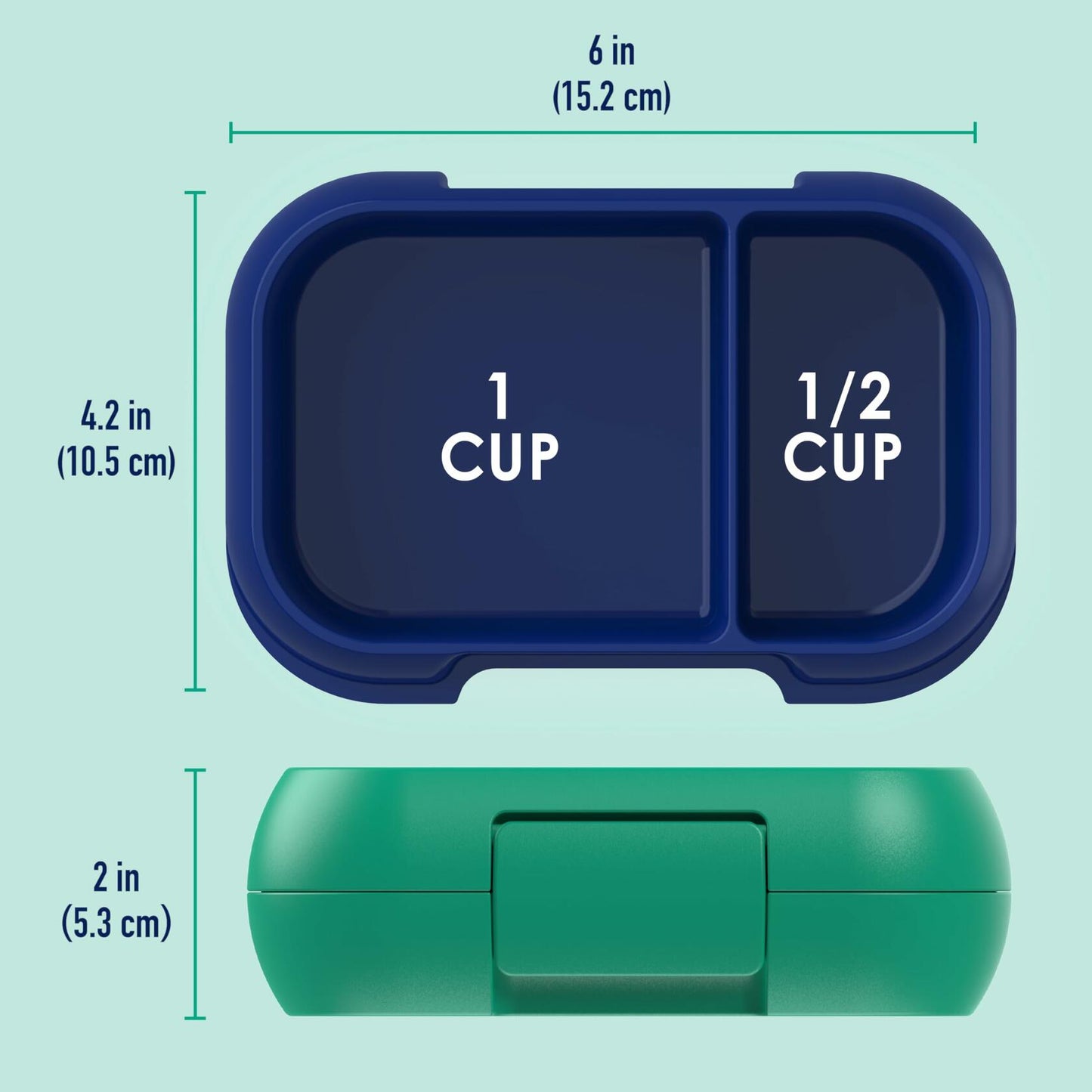 Bentgo Kids Snack 2-Compartment Leak-Proof Bento Box Green Navy