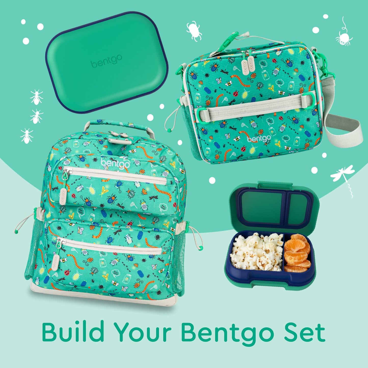 Bentgo Kids Snack 2-Compartment Leak-Proof Bento Box Green Navy