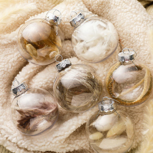 Syhood 6 Pcs Farmhouse Christmas Ball Ornaments 3.15 Inch Clear Plastic