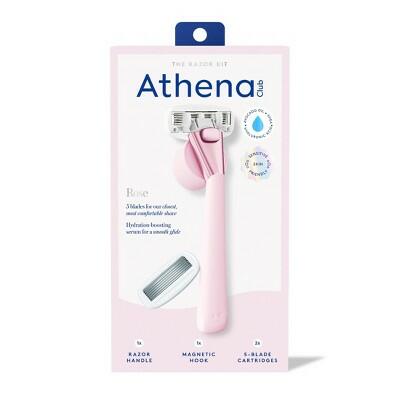 Athena Women's 5 Blade Reusable Razor Kit Rose Handle Magnetic Hook