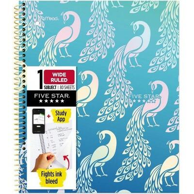Five Star Wide Ruled Notebook 80ct Peacock School Supplies