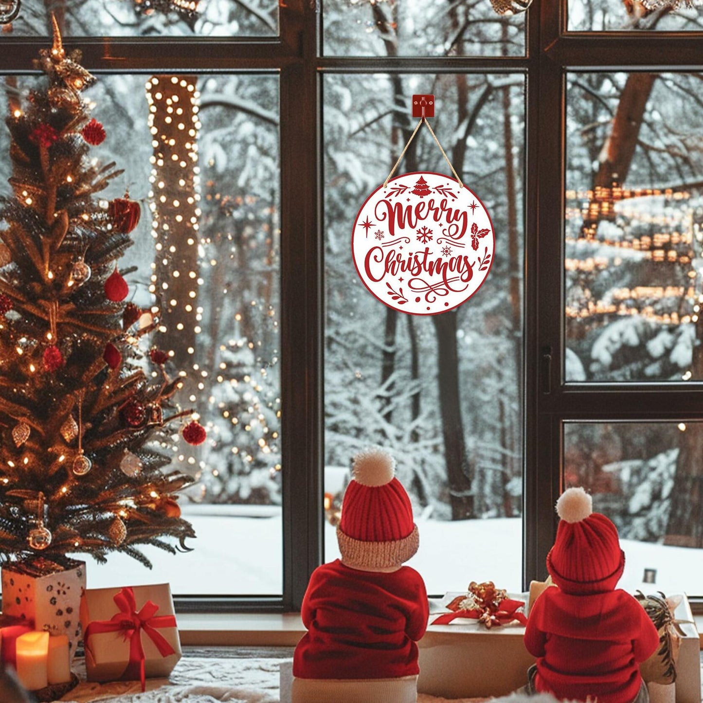 Absnfatu Merry Christmas Wooden Wall Door Sign Hanger Decor