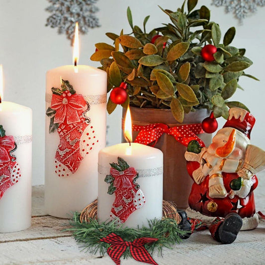 [Like_new] Christmas Wreath Brown Candle Rings Bow Eucalyptus Garland Candle Holder