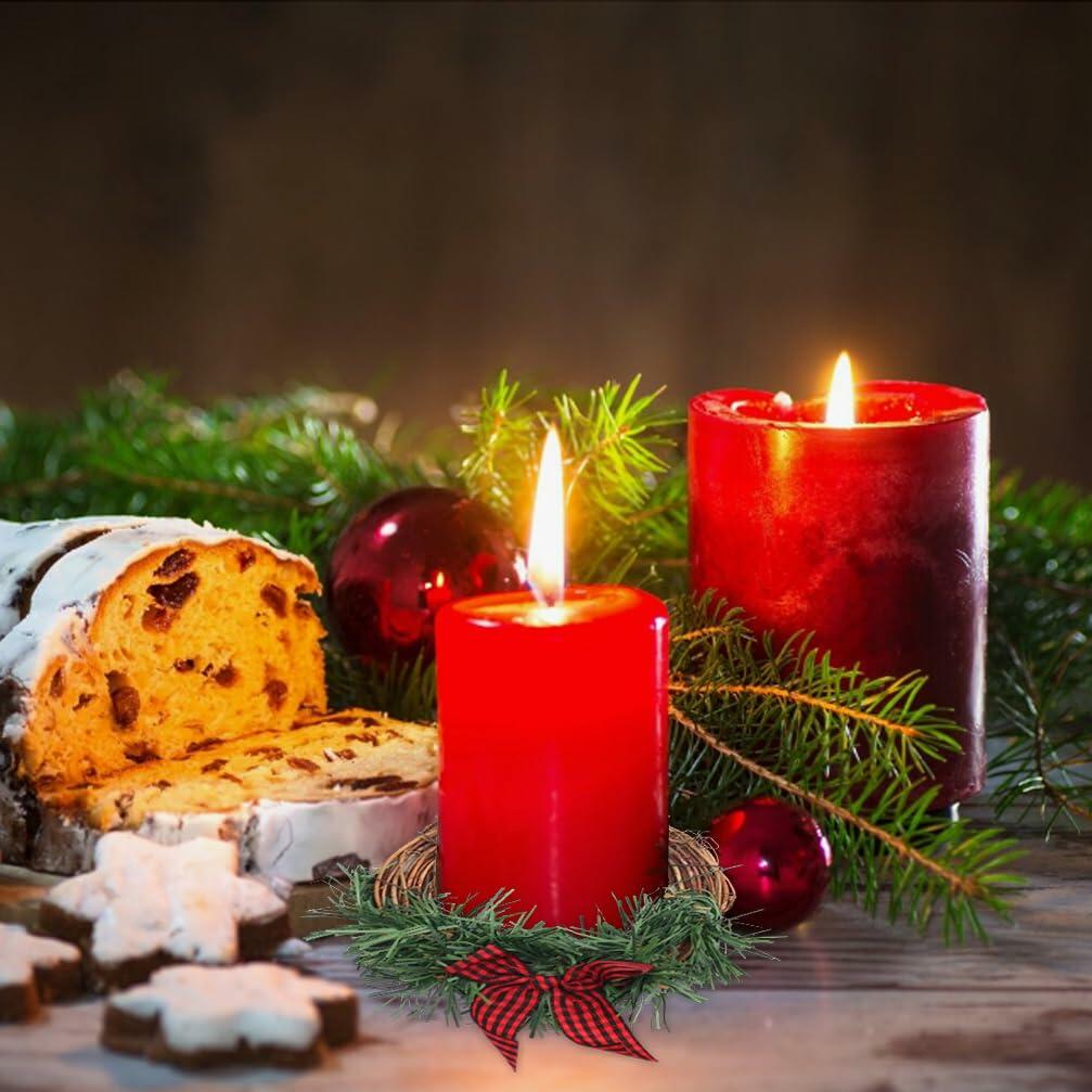 [Like_new] Christmas Wreath Brown Candle Rings Bow Eucalyptus Garland Candle Holder