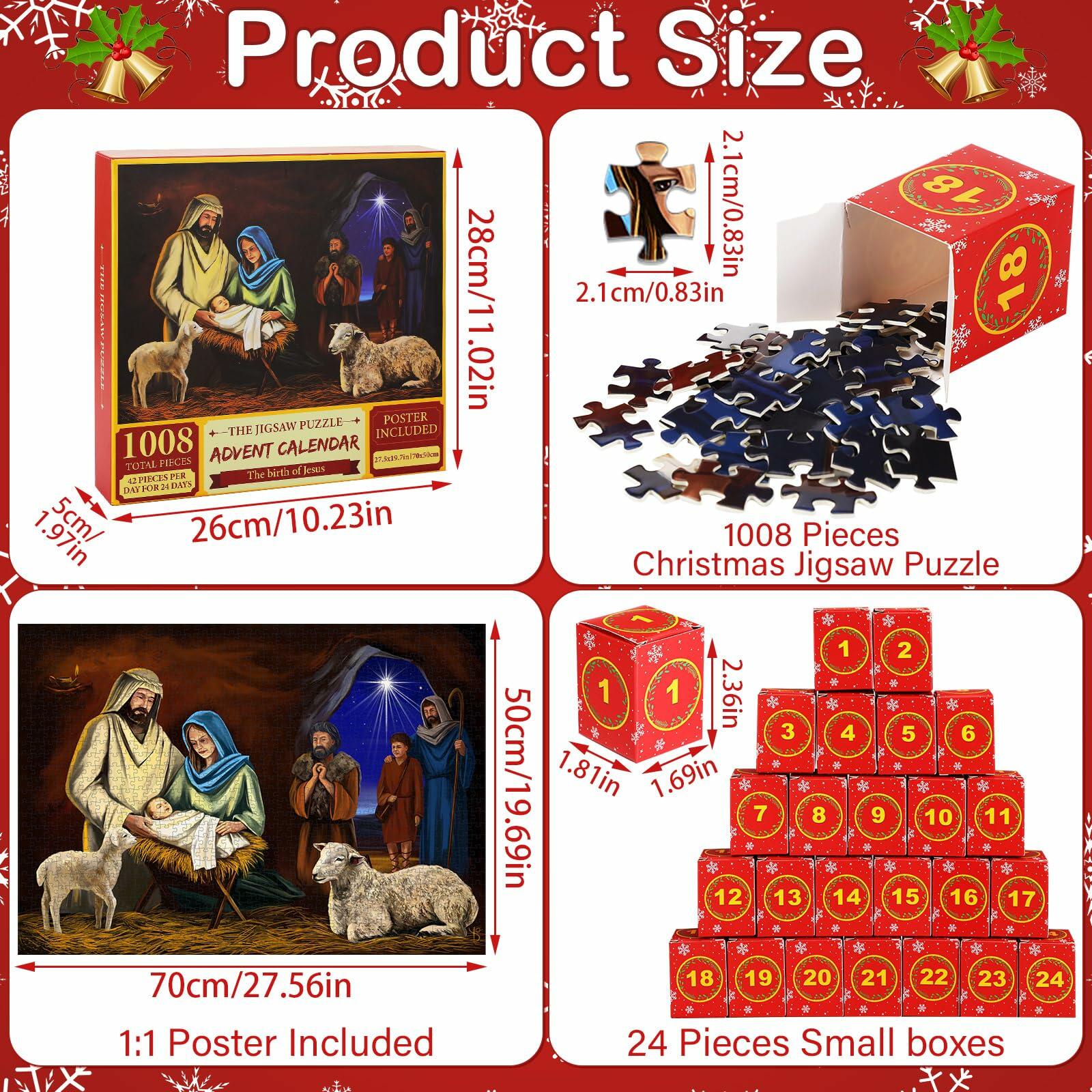 Simgoing 1008 Pc Christmas Advent Calendar Puzzle 19.69x27.56