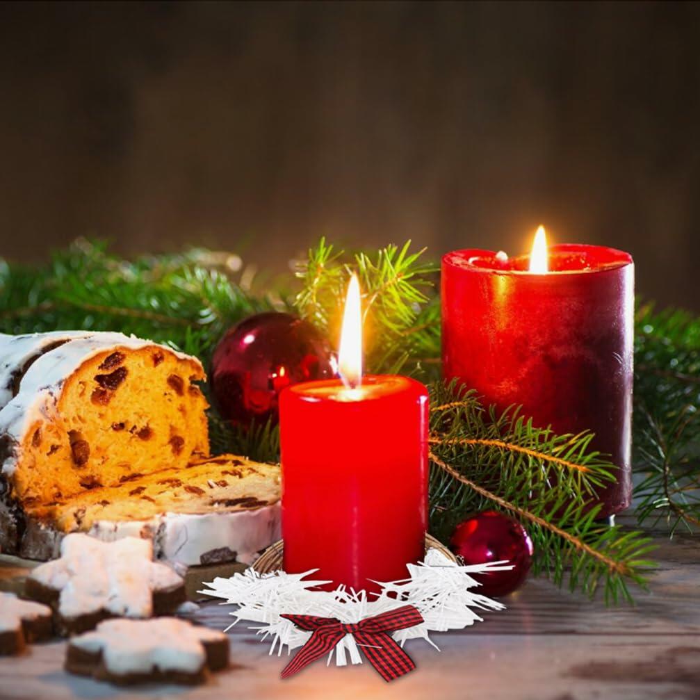 [Like_new] Christmas Wreath Brown Candle Rings Bow Eucalyptus Garland Candle Holder