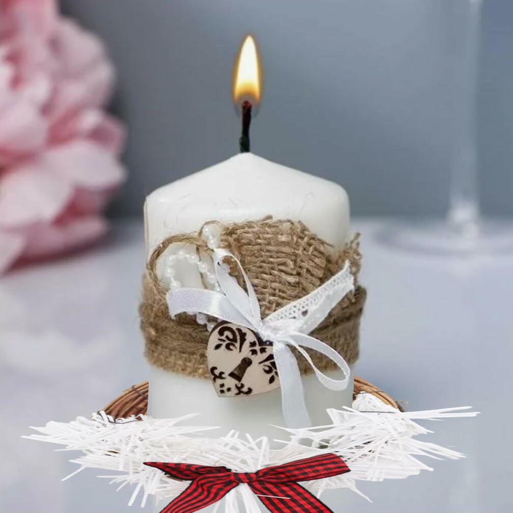 [Like_new] Christmas Wreath Brown Candle Rings Bow Eucalyptus Garland Candle Holder