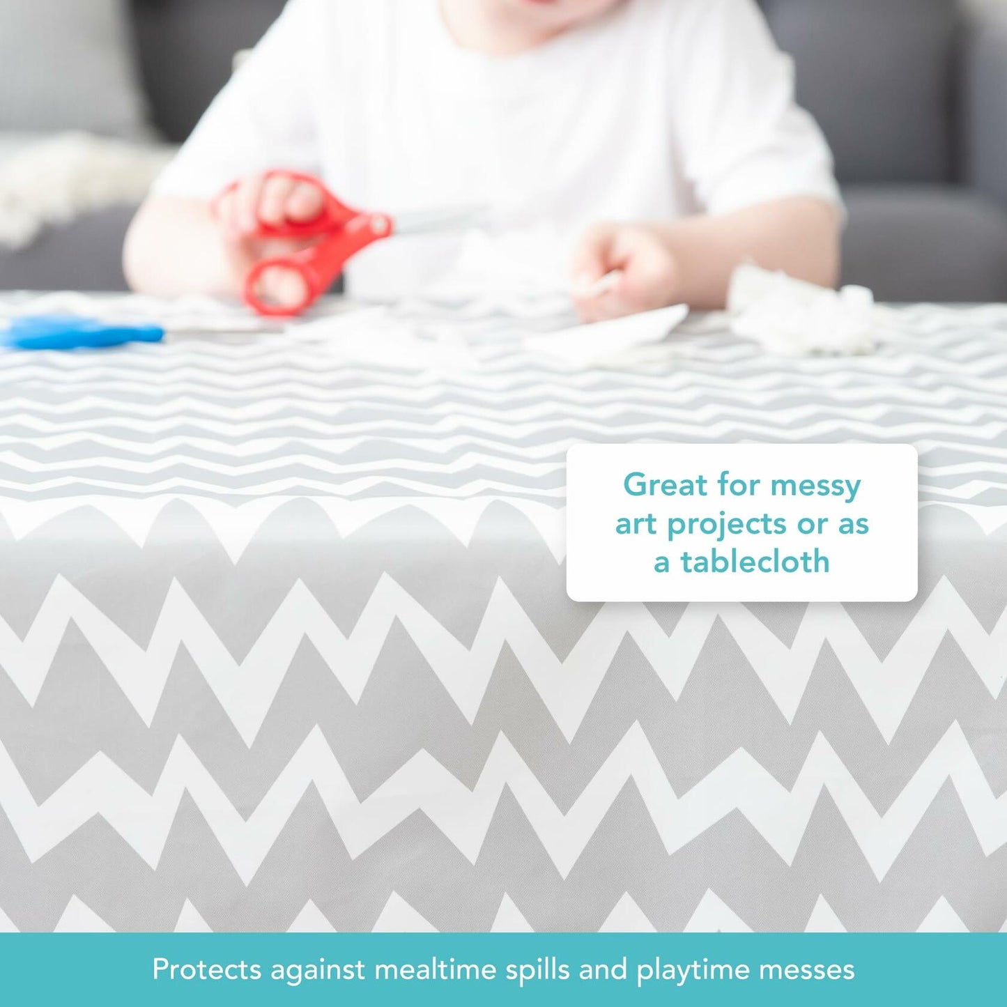 Bumkins Baby Splat Mat Waterproof Reusable 42x42in Gray Chevron