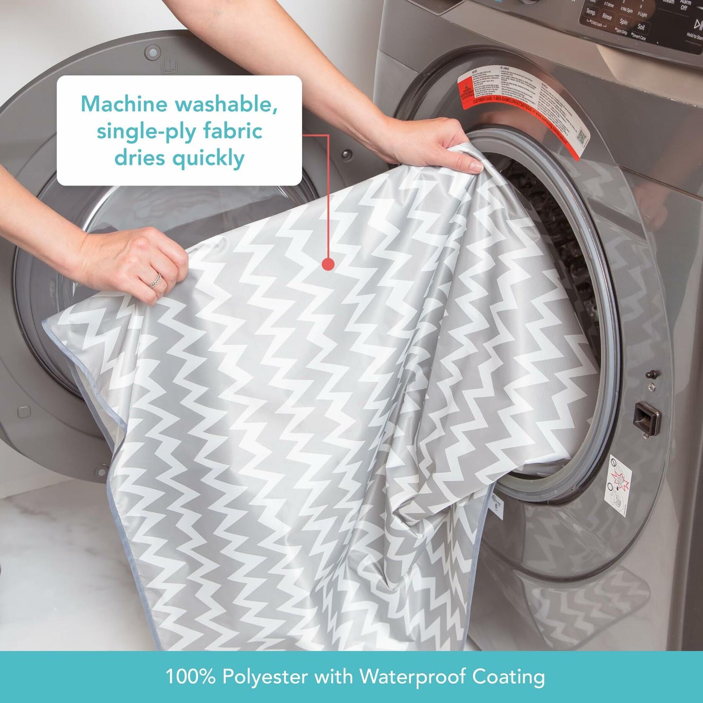 Bumkins Baby Splat Mat Waterproof Reusable 42x42in Gray Chevron