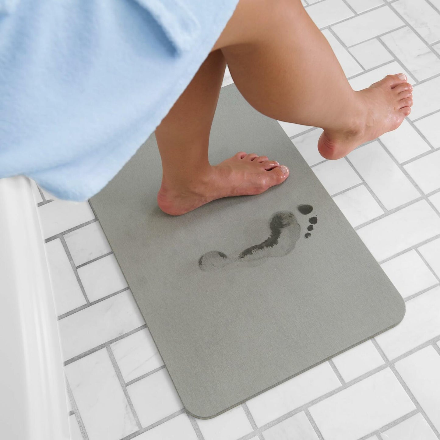 [Like_new] Madesmart Drying Stone Bath Mat, Grade A Diatomite, Slip-Resistant, White