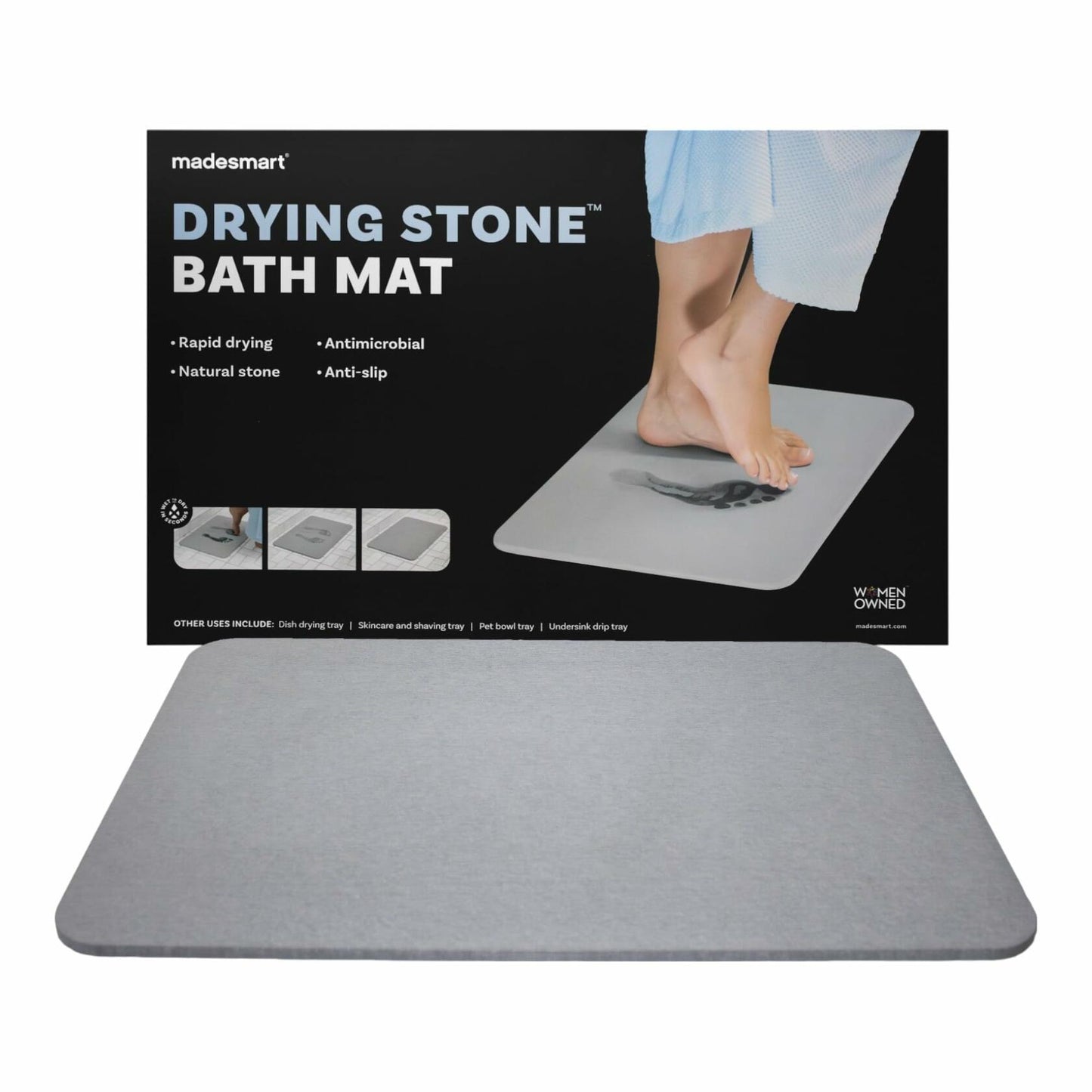 [Like_new] Madesmart Drying Stone Bath Mat, Grade A Diatomite, Slip-Resistant, White