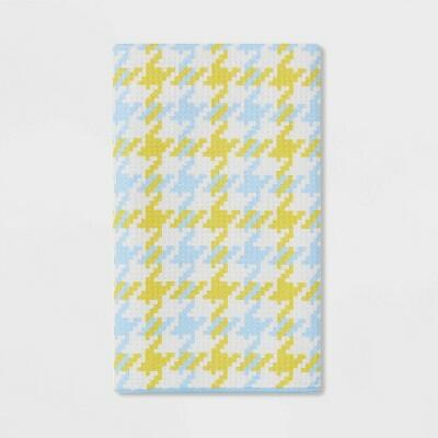 Room Essentials Waffle Houndstooth Hand Towel Green/Blue Pack of 12