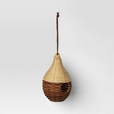 Threshold 10" Outdoor Woven Bird House Beige