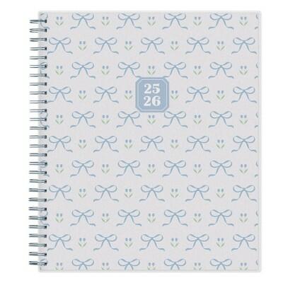 Blue Sky 8x10 2025-2026 Weekly Monthly Spiral Planner Blue Bows