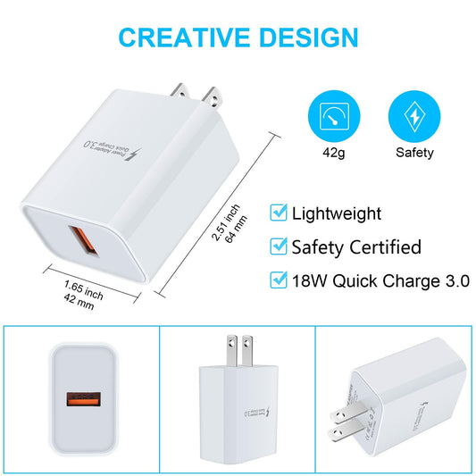 Quick Charge 3.0 18W USB Wall Charger Fast Adapter for Samsung Galaxy Black
