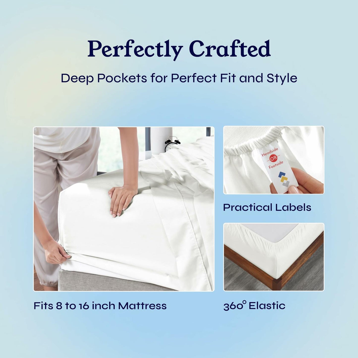 California Design Den 100% Cotton Full Sheets Set 400TC Deep Pockets Ivory