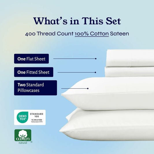 California Design Den 100% Cotton Full Sheets Set 400TC Deep Pockets Ivory