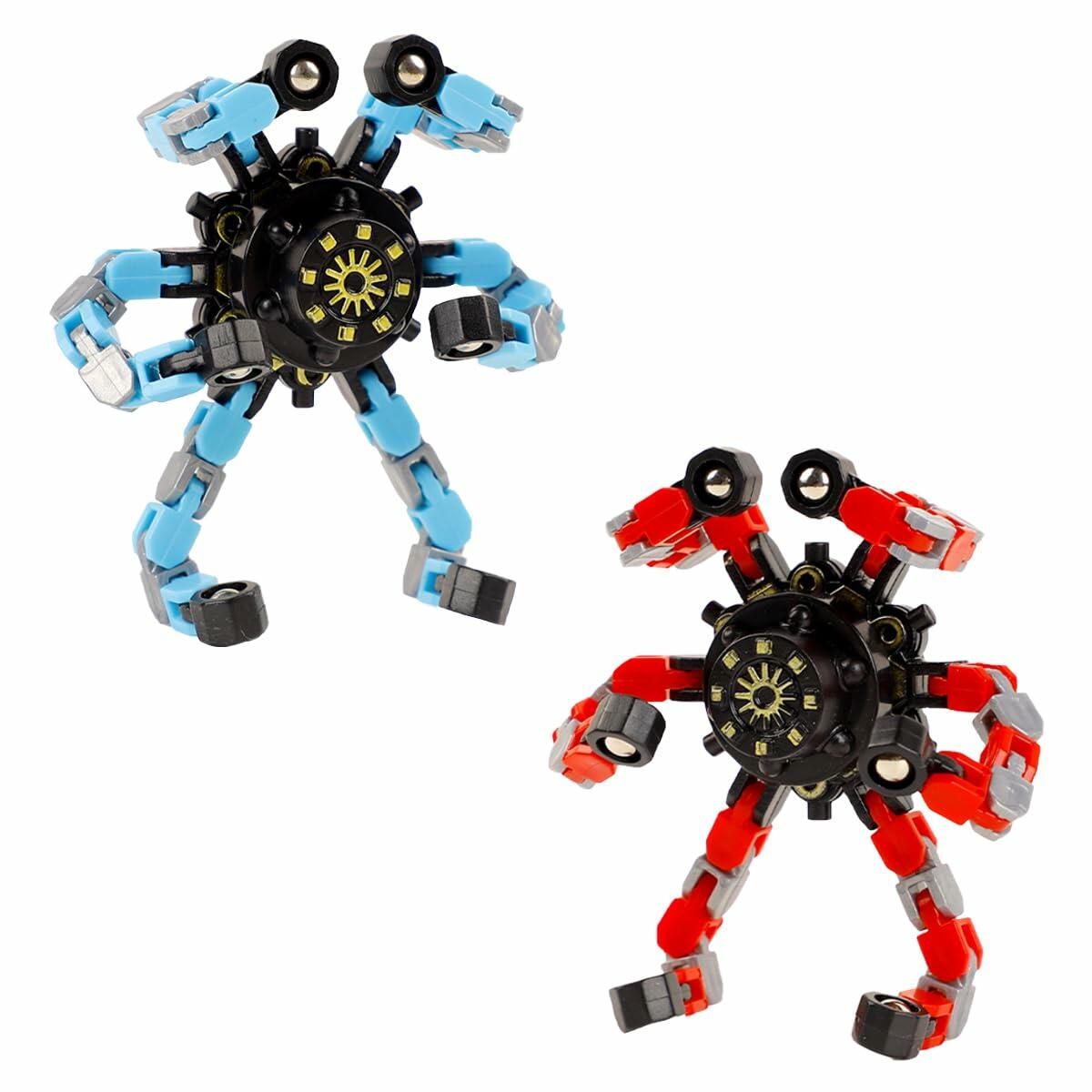 Deformation Fingertip Decompression Mechanical Gyroscope DIY Chain Red+Blue Toy