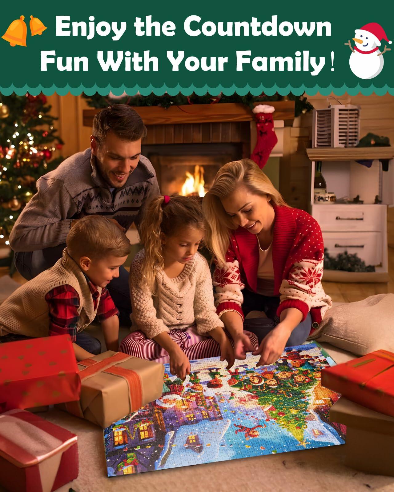 Advent Calendar 2025 Christmas Jigsaw Puzzle 1000pcs 24 Days Countdown