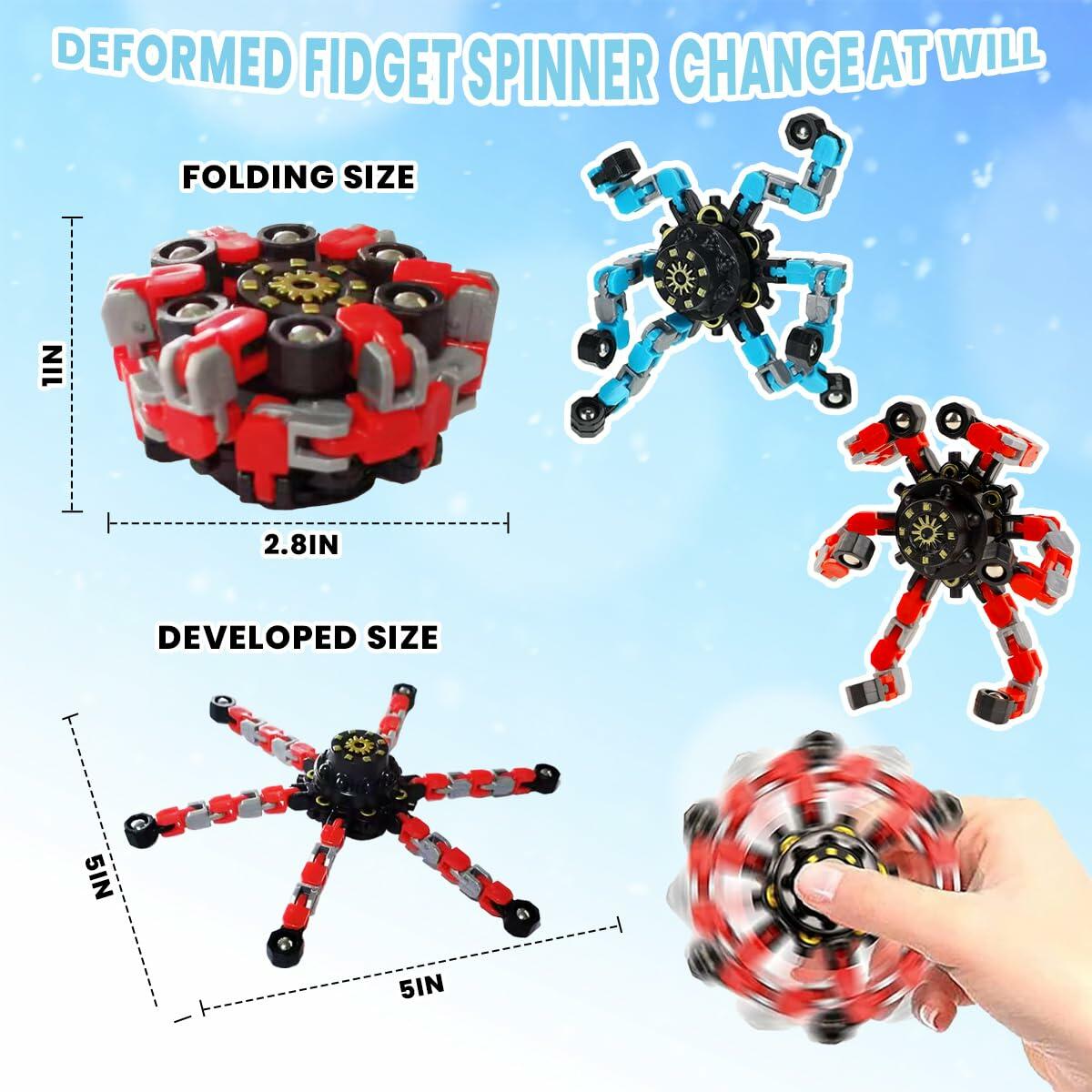 Deformation Fingertip Decompression Mechanical Gyroscope DIY Chain Red+Blue Toy