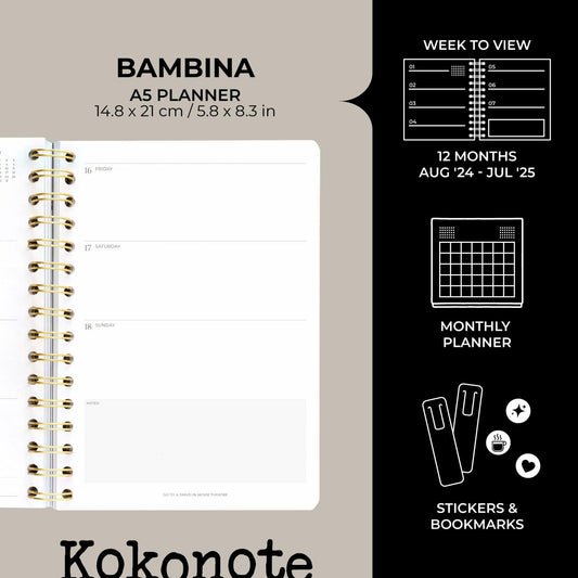 [Like New] Kokonote Misty Gray 2024-2025 A5 Academic Weekly Planner 12 Months