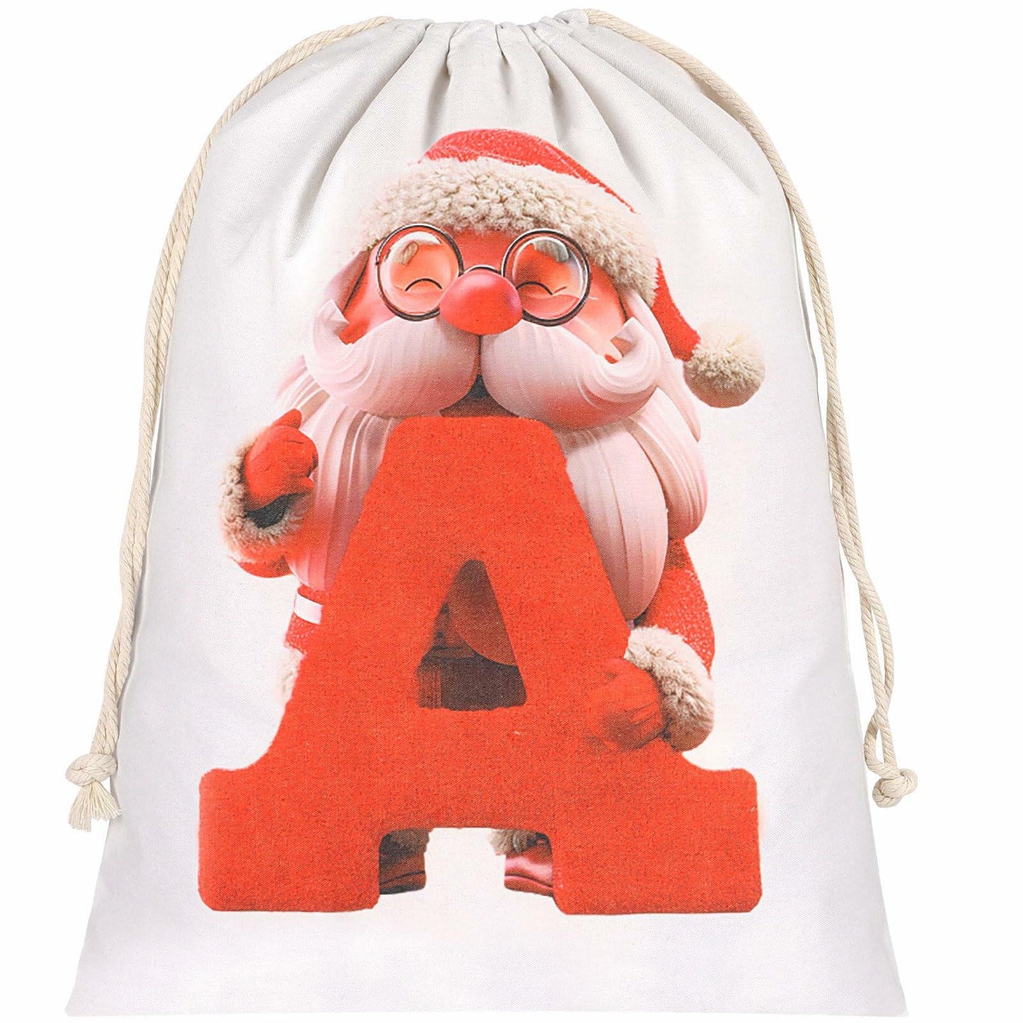 CCINEE Canvas Santa Sack 27x20in Red Drawstring Personalized Letter A