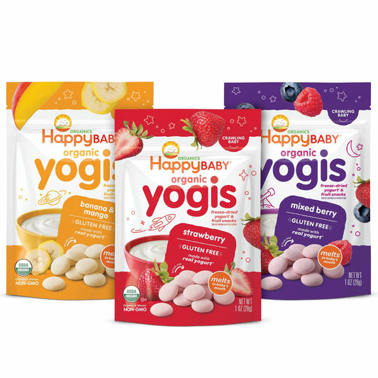 Happy Baby Organics Yogis Freeze-Dried Yogurt Fruit Snacks 3 Flavor 3oz Pack