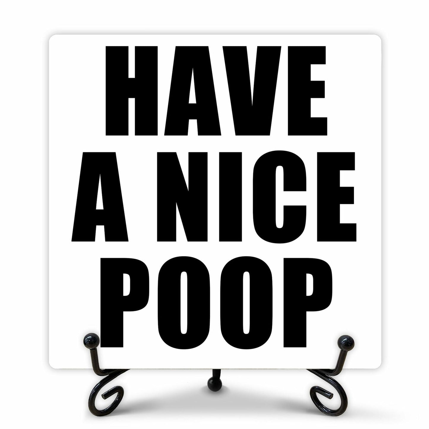 Qoamp Rustic Wooden Sign Have A Nice Poop 5x5 Inches White Tabletop Decor