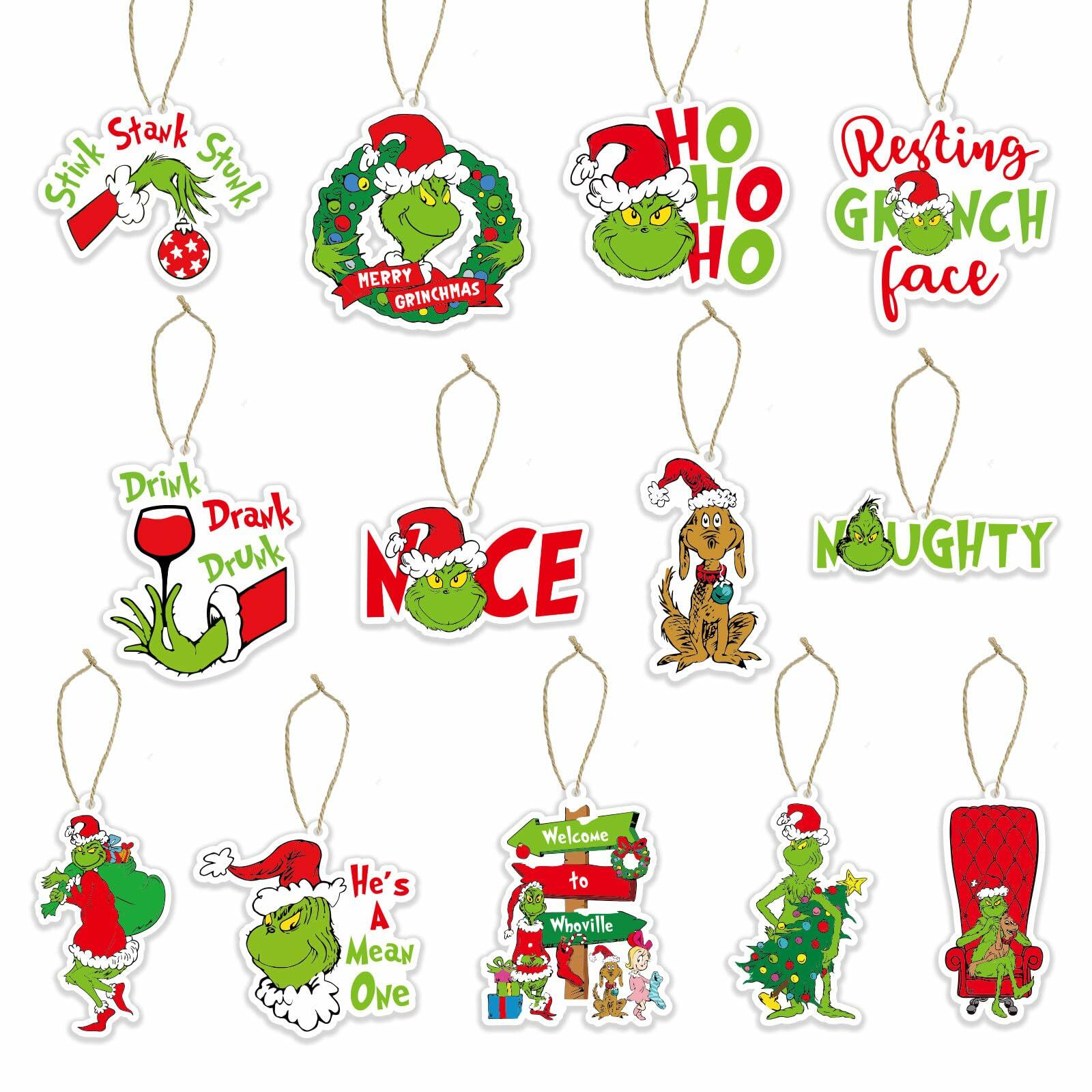 Whoville Christmas Tree Ornaments 13 Pack Wooden Hanging Decorations