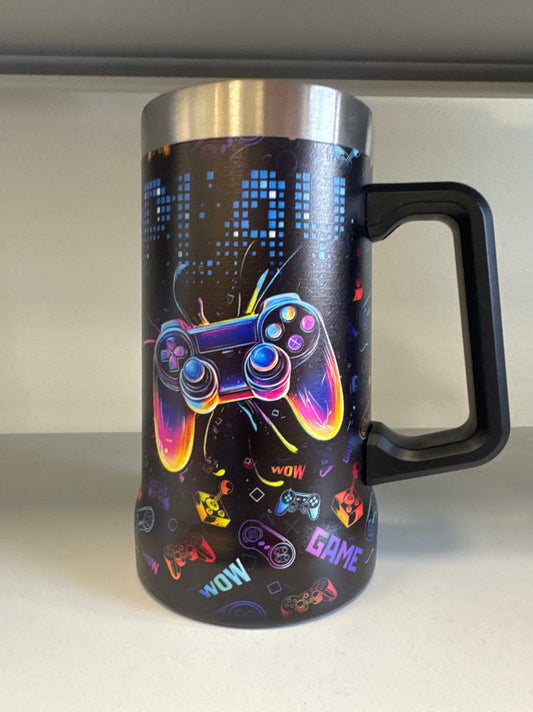 [Like New] TSIMPLE Gamer 24oz Beer Stein Black Game Themed Gift for Men Boys
