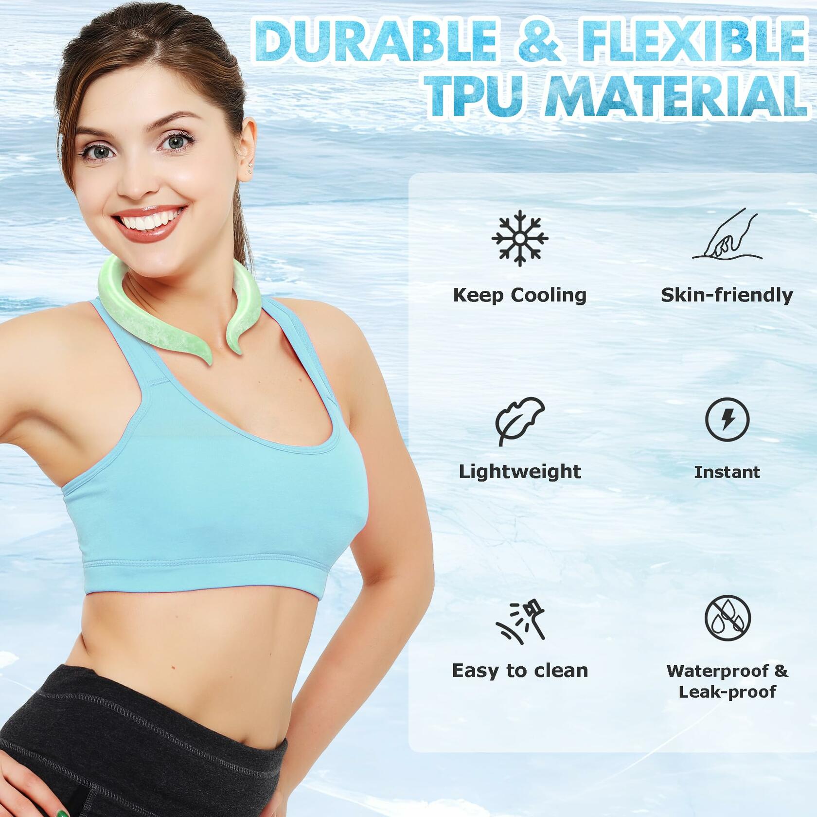 Fluorescent Neck Cooling Tube Reusable Ice Ring Neck Cooler Green