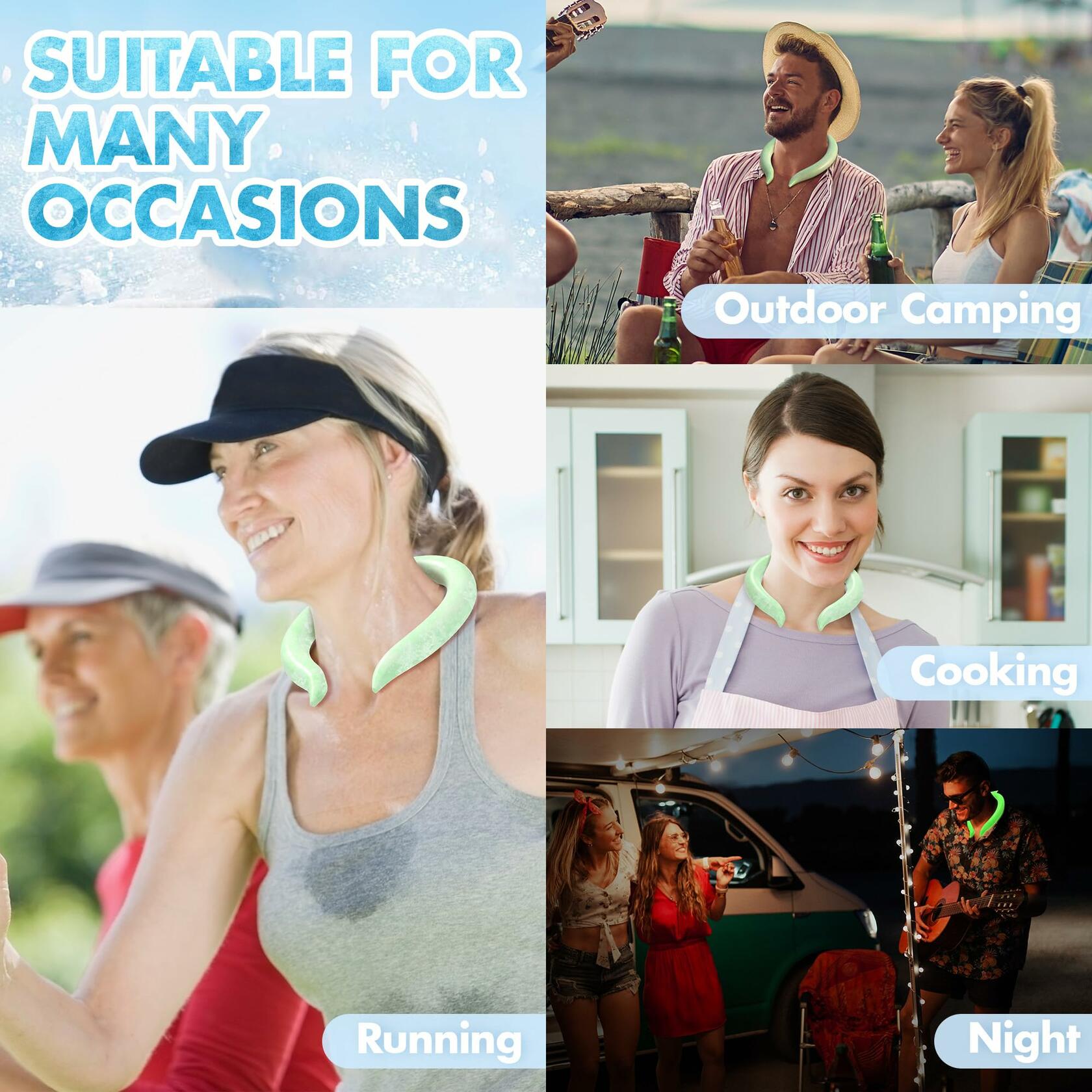 Fluorescent Neck Cooling Tube Reusable Ice Ring Neck Cooler Green